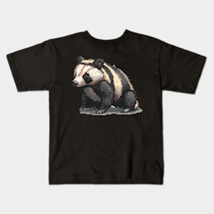 Pixelated Badger Artistry Kids T-Shirt